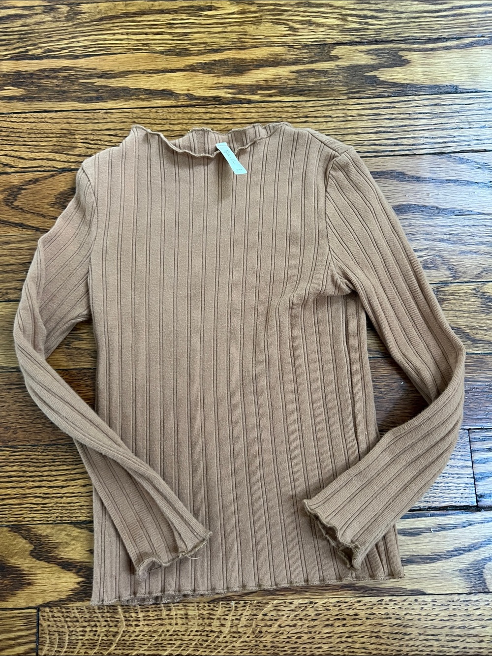 Rylee and Cru Ribbed Long-Sleeve Mock Neck Top - Camel